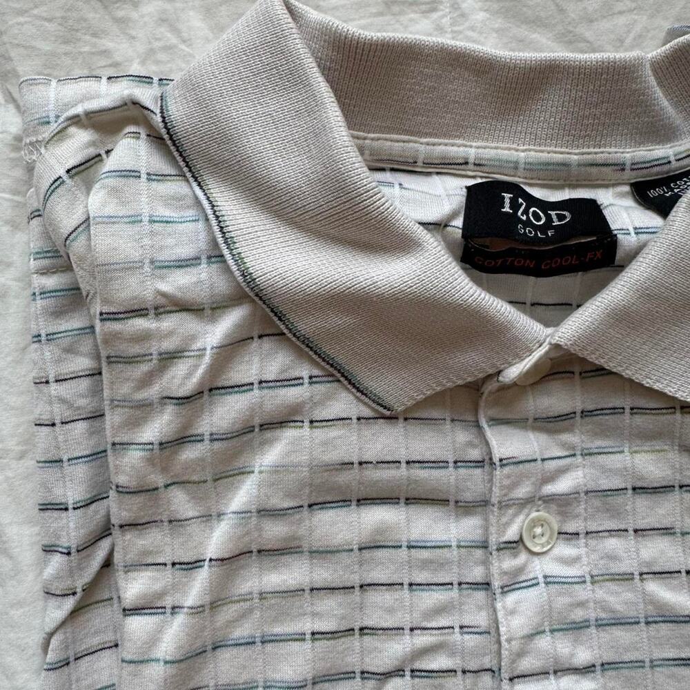 Vintage 90s Izod Golf checked polo collared short sleeve cotton shirt preppy - Picture 4 of 8